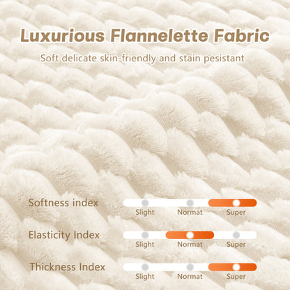 White Flannelette Modular Ottoman, No-Assembly Upholstered Stool with Curved Armrest & Anti-Slip Base