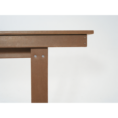 67"HDPE Outdoor Dining & Meeting Table, Weather-Resistant, Seats 6, Space-Saving Chair Slide-In, Brown