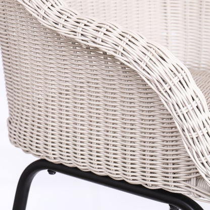 Ladd Outdoor Metal Wicker Barstool, Light Gray Faux Wicker, Set of 2