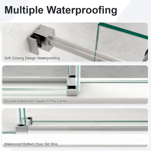 56"-60"W x 72"H Frameless Single Sliding Shower Door – 5/16" (8mm) Clear Tempered Glass, Bypass Design with Brushed Nickel Finish