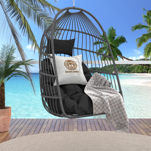 Outdoor garden rattan egg swing chair hanging chair PE hanging chair gray