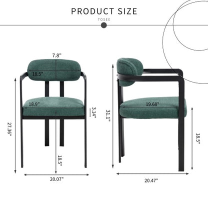 Modern Boucle Dining Chairs Set of 2, Mid-Century Upholstered Side Chairs with Black Metal Legs