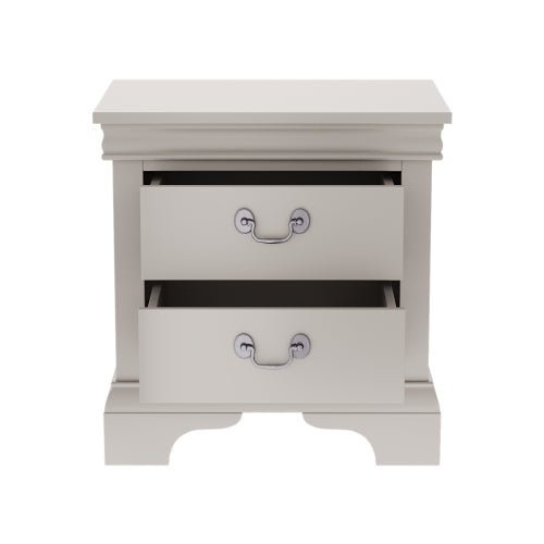 White Classic 2-Drawer Wooden Nightstand