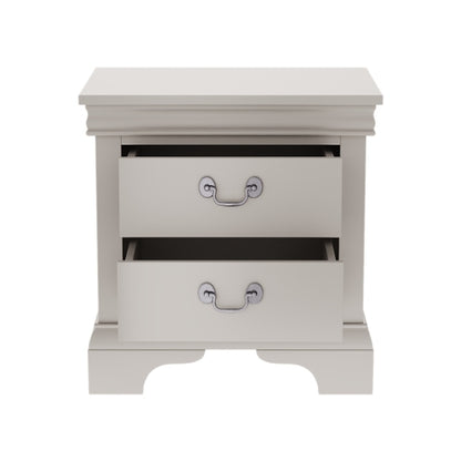 White Classic 2-Drawer Wooden Nightstand