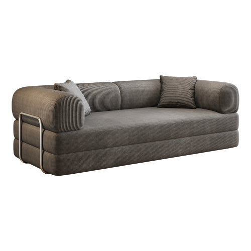 78.8 inch  Grey Boneless Corduroy Convertible Compressed Floor Sofa Bed, No Assembly