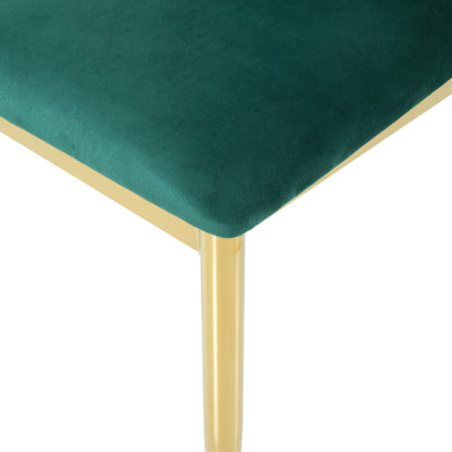 Velvet Upholstered Dining Chairs with Metal Legs, Set of 2, Green