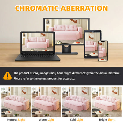 78.7-Inch Baby-Pink Convertible Corduroy Sleeper Floor Sofa-Bed with Zip-On Blanket & 2 Pillows No-Assembly