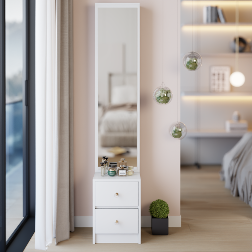 63 inch  Full-Length Dressing Mirror Cabinet, Jewelry & Cosmetic Organizer, 48 inch  Mirror, Multi-Layer Storage, EPA/GCC/UL