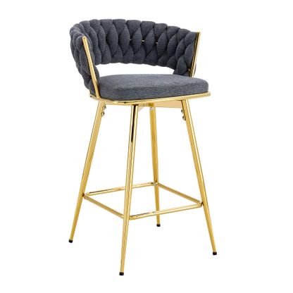 2-person glass bar table combination, 3-piece modern kitchen bar table set including 2 cotton and linen soft cushioned bar chairs, suitable for glass bar table combination in kitchen and dining rooms