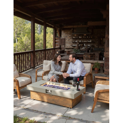 48_inch Iron Fire Pit Table with Wood Grain