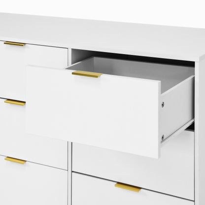 White 9 Drawer Dresser, 63" Large Deep Chest of Drawers, Wooden Dresser Storage Cabinet with 9 Drawers for Bedroom, Long Dressers for Living Room, Hallway