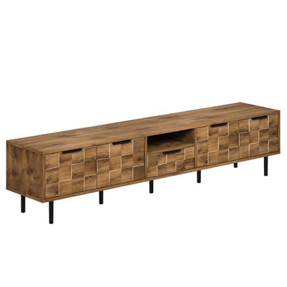 78 Inch TV Stand with Storage Cabinets Natural Wood Entertainment Center