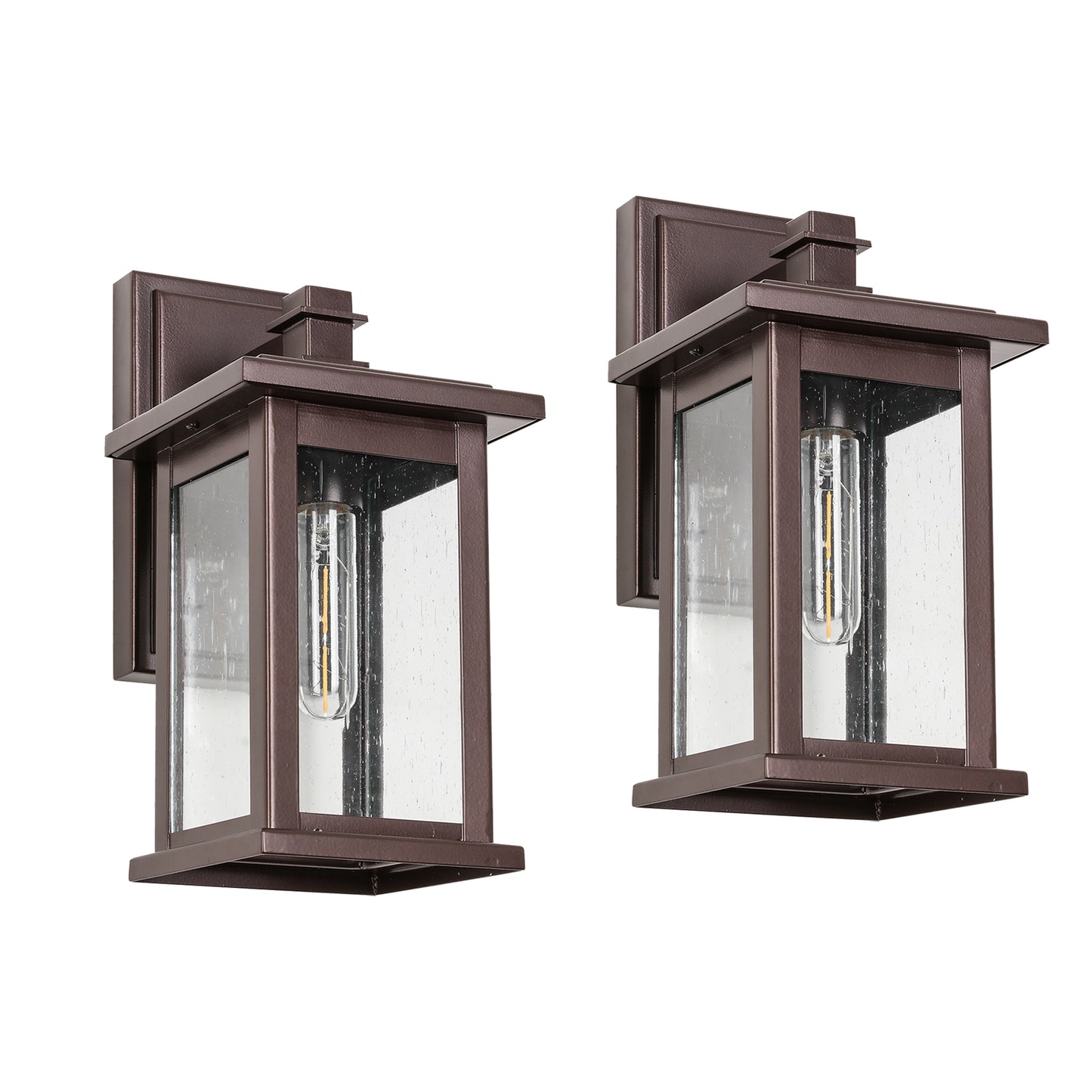 1 Set Oil Rubbed Bronze not Motion Sensing Outdoor Hardwired Wall Lantern Sconce with No Bulbs Included