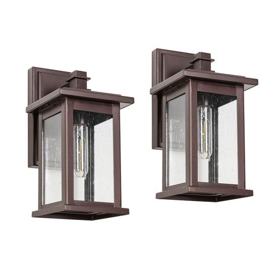 1 Set Oil Rubbed Bronze not Motion Sensing Outdoor Hardwired Wall Lantern Sconce with No Bulbs Included