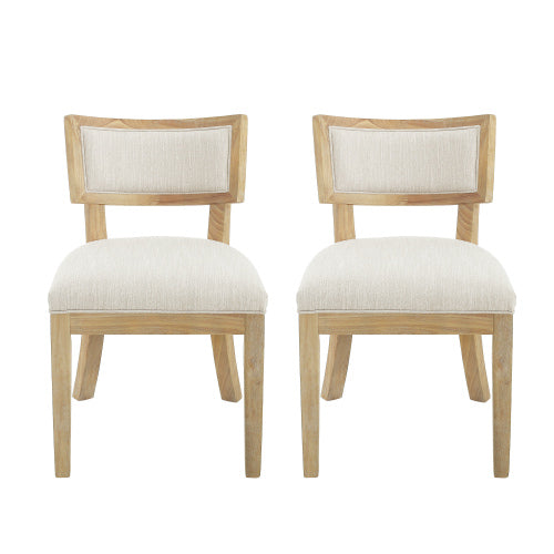 Fabric Upholstered Farmhouse Dining Side Chairs Set of 2, Rubberwood Frame