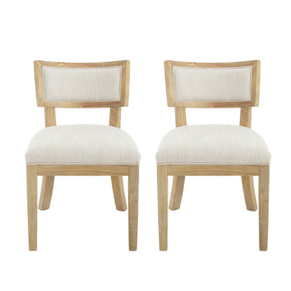 Fabric Upholstered Farmhouse Dining Side Chairs Set of 2, Rubberwood Frame