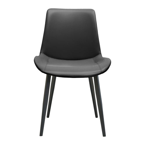 Set of 2 Black PU Leather Dining Chairs, Carbon Steel Metal Legs 330 LBS Weight Capacity
