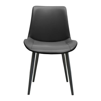 Set of 2 Black PU Leather Dining Chairs, Carbon Steel Metal Legs 330 LBS Weight Capacity