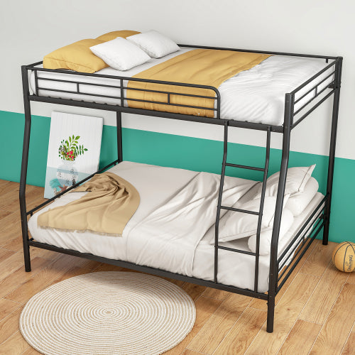 Heavy Duty Metal Bunk Bed Full Over Queen Bunk Bed Frame for Adults, Noise Free Frames, No Boxing Spring Needed