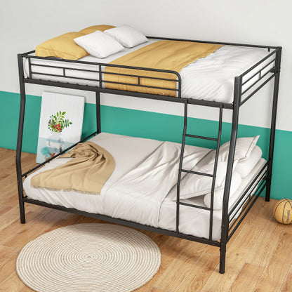 Heavy Duty Metal Bunk Bed Full Over Queen Bunk Bed Frame for Adults, Noise Free Frames, No Boxing Spring Needed