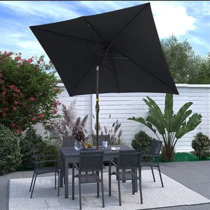 6.5 x 10 ft Black Rectangular Patio Umbrella with Crank, Tilt, Polyester UV-Resistant Canopy for Pool, Backyard & Patio (Without base)