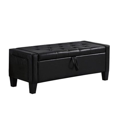 Ottoman with Storage, Storage Ottoman Bench with Safety Hinge 350 lbs Weight, Upholstered Entryway Bench with Seating for Bedroom, Living Room - Black