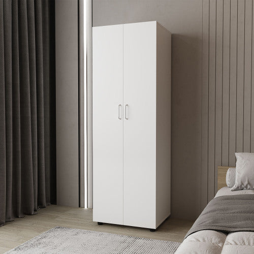 Armoire with 2 Doors and Hanging Rod, White