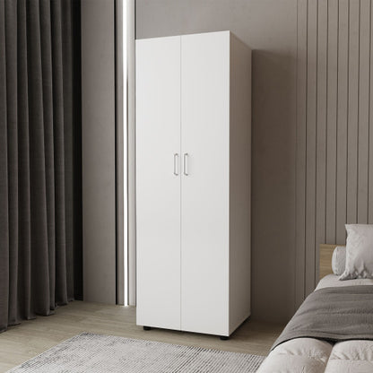 Armoire with 2 Doors and Hanging Rod, White