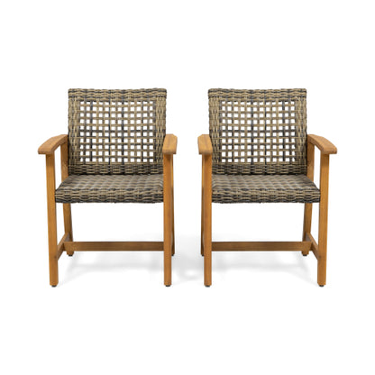 HAMPTON WOOD AND WICKER DINING CHAIR( SET OF 2 )