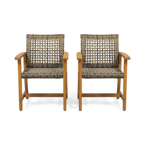 HAMPTON WOOD AND WICKER DINING CHAIR( SET OF 2 )