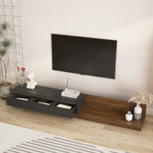 Modern Wooden LED TV Stand 16 RGB Light Modes Large Storage Media Console for Living Bedroom