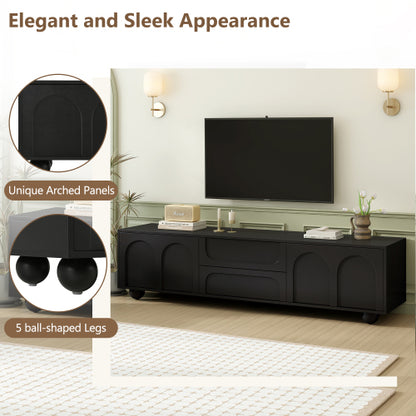 Black Arched Door TV Stand with Drawers 75 Inch Media Console