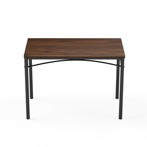4-Piece Walnut Industrial Dining Set, Table & 4 PU Benches