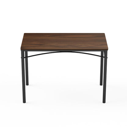 4-Piece Walnut Industrial Dining Set, Table & 4 PU Benches