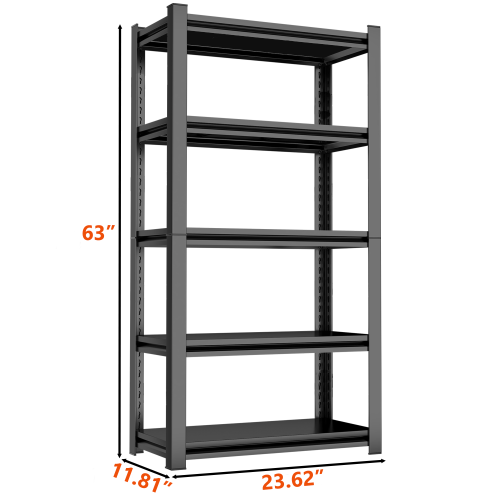 63" H Adjustable Storage Rack, Adjustable Shelves, 2000LBS Five-Tier Shelving Unit, Scratch-Resistant And Wear-Resistant Panels