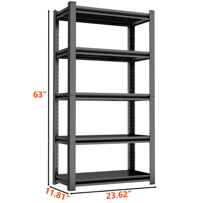 63" H Adjustable Storage Rack, Adjustable Shelves, 2000LBS Five-Tier Shelving Unit, Scratch-Resistant And Wear-Resistant Panels