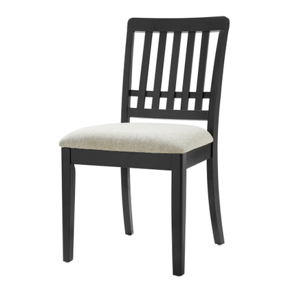 2-Piece Modern Dining Chairs Set of 2, Curved Wood Backrest with Gray Fabric Seat, Rubber Wood and LVL Frame, Black Finish