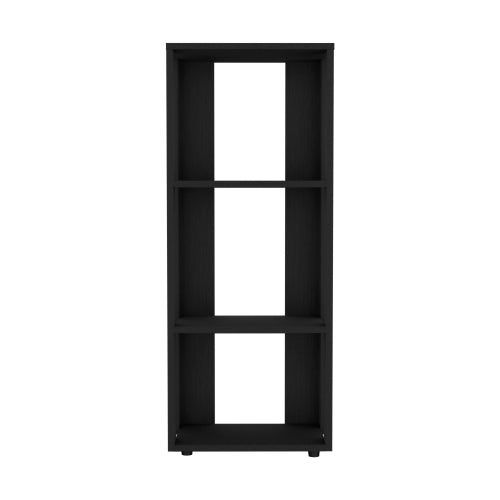 Black Melamine 3-Tier Minimalist Open Storage Bookcase