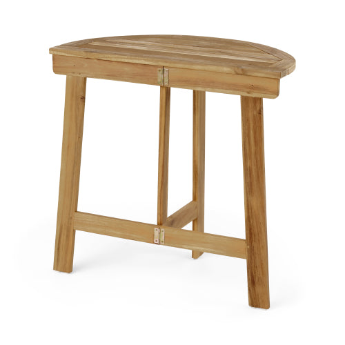 Outdoor Half-Round Folding Acacia Wood Bistro Table, Natural
