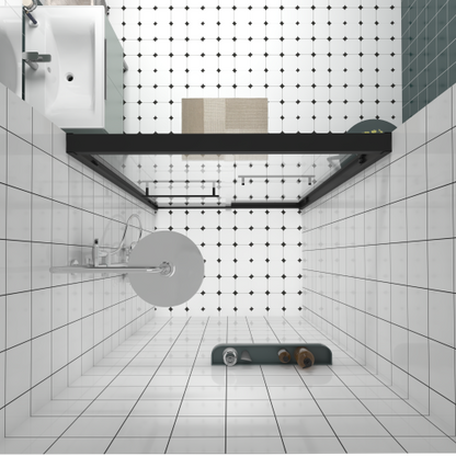 44-48"x76" Aluminum Frame Double Sliding Shower Door,Bypass Bathroom Sliding Door with Premium 1/4" (6mm) Clear Tempered Glass, Black Hardware Sliding Glass Shower Enclosure,Matte Black Finished