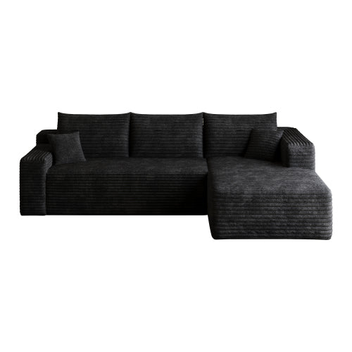 95" Cloud Sectional Sofa,Modern Minimalist Upholstered Couches, Comfort U Shaped Sofa for Living Room,Deep Seat Corner Couch,No Assembly Required,Black (Plush Corduroy Fabric)