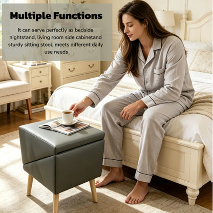 Grey 2-in-1 Foldable 4-Step Dog Ramp Ottoman 19.69 inch, Foldable Footstool for Small Dogs