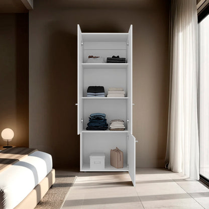 Armoire 66.9" H, 3 Doors, 3 Shelves, White - Bedroom