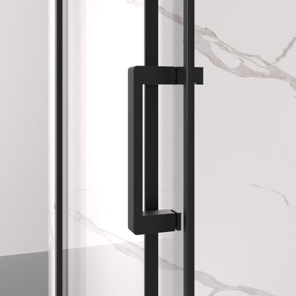 56-60" W x 74" H Semi-Frameless Sliding Shower Door, 1/4" (6mm) Clear SGCC Tempered Glass, Matte Black Finished, Adjustable Width – No Cutting Required
