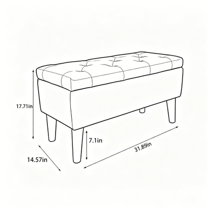 32 inch Wide Square Storage Ottoman Bench with Built-in Tray, Upholstered Footrest, Versatile End of Bed Bench for Bedroom & Entryway