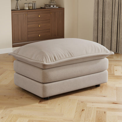 Light Coffee Chenille Modular Sofa Ottoman with Wood Frame
