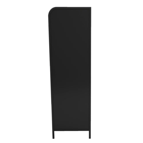 47.6 Inch Tall Metal Storage Cabinet With Glass Doors Flip Top 4-Tier Freestanding Sideboard For Multi Room Use