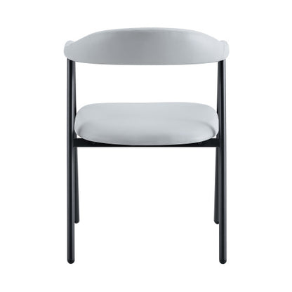 PU Leather Dining Chairs with Black Metal Legs, Set of 4, Light Gray