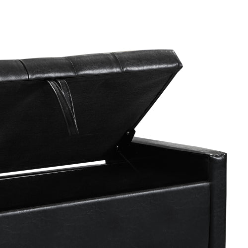 Ottoman with Storage, Storage Ottoman Bench with Safety Hinge 350 lbs Weight, Upholstered Entryway Bench with Seating for Bedroom, Living Room - Black