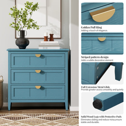 American Style 3-Drawer Storage Cabinet Anti-Tip Design Non-Slip Foot Pad Household Bedroom Study Wooden Chest Cabinet